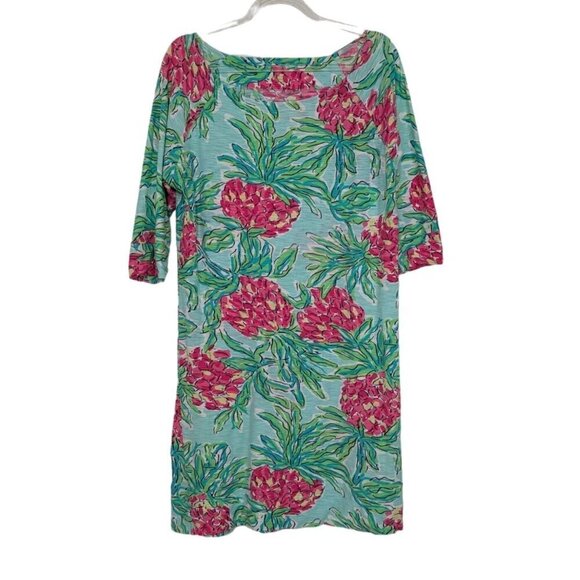 Lilly Pulitzer Cassie Dress Womens Size Small Blue Pineapple Spike The Punch - Picture 1 of 8